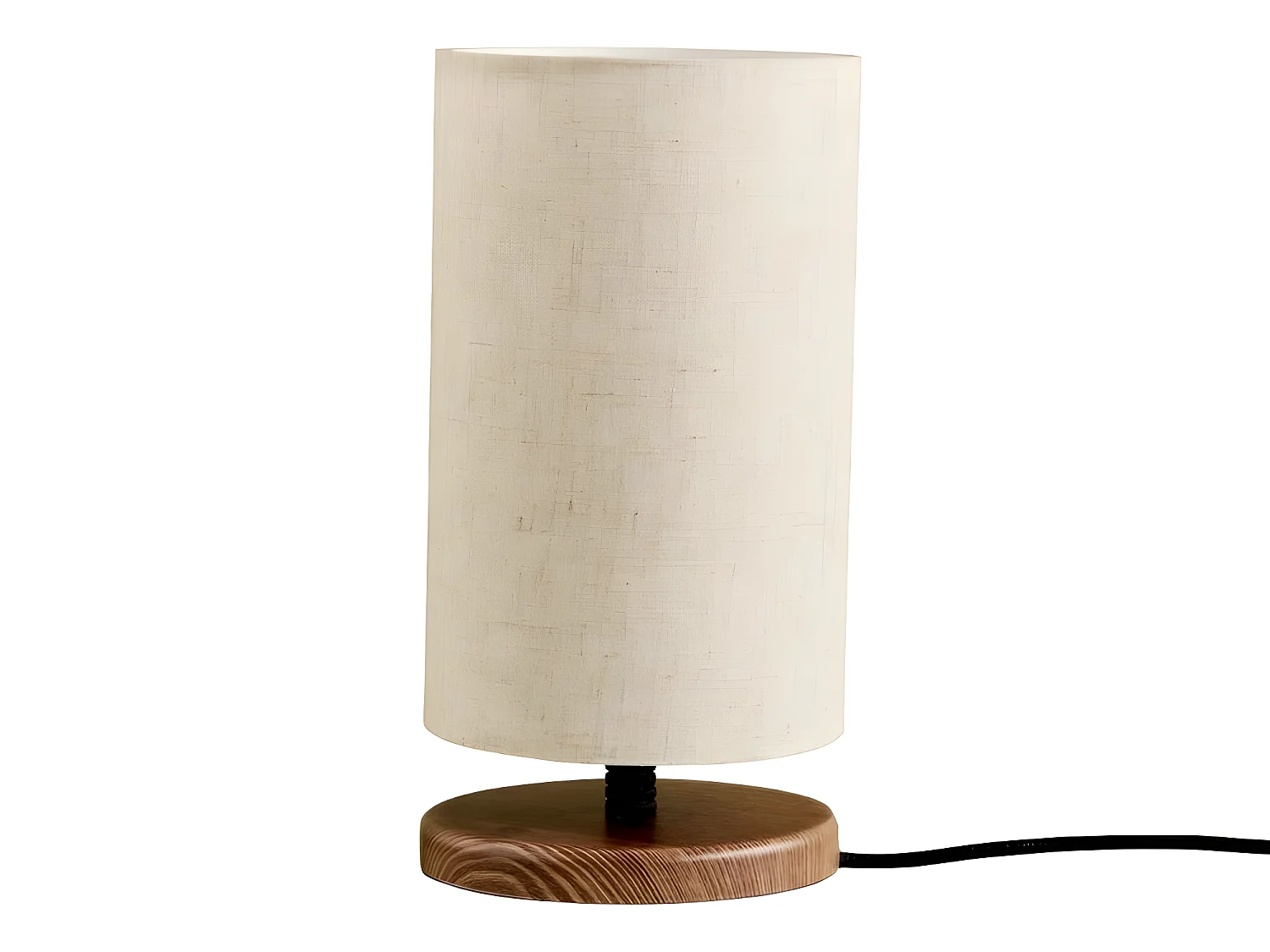 Lampe à poser de style nordique avec pied en bois et abat-jour en tissu 1xE27 - Crème