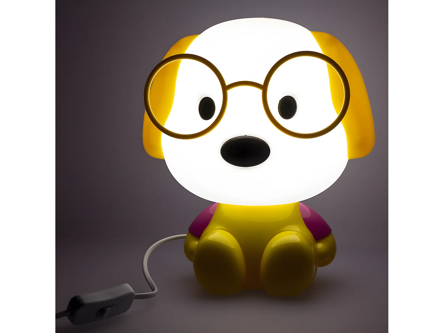 Lampe à poser enfant en forme de chien 1xE14 - Jaune