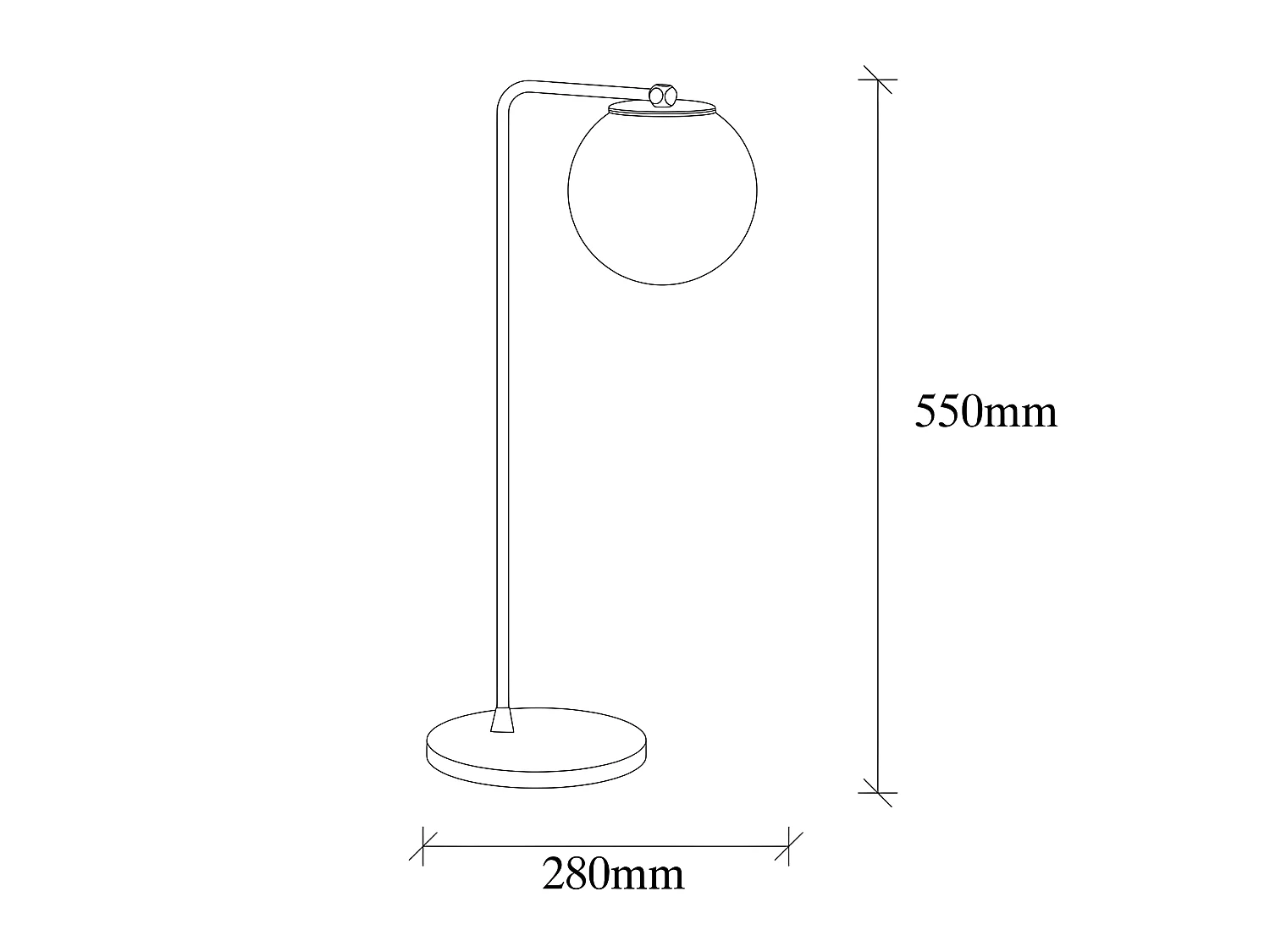 Lampe à poser Marga de style nordique avec sphère en verre 1xE27 - Noir