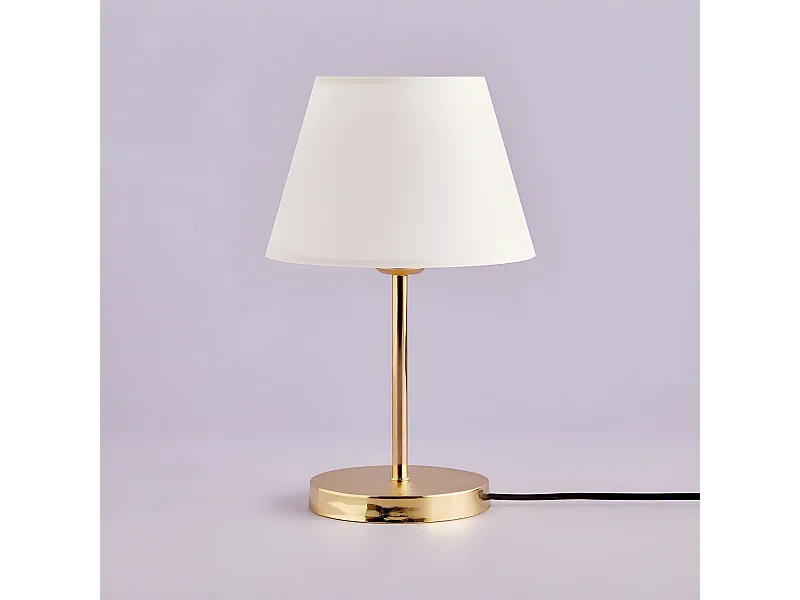 Candeeiro de Mesa Persale com Base de Metal e Abajur de Tecido 1xE27 - Dourado e Branco