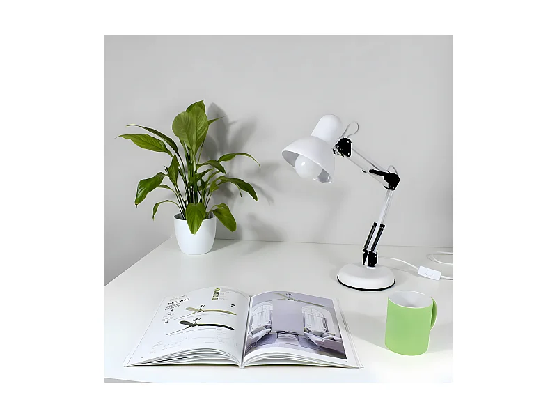 Schreibtischlampe Avati mit Metallstruktur 1xE27 - Weiß