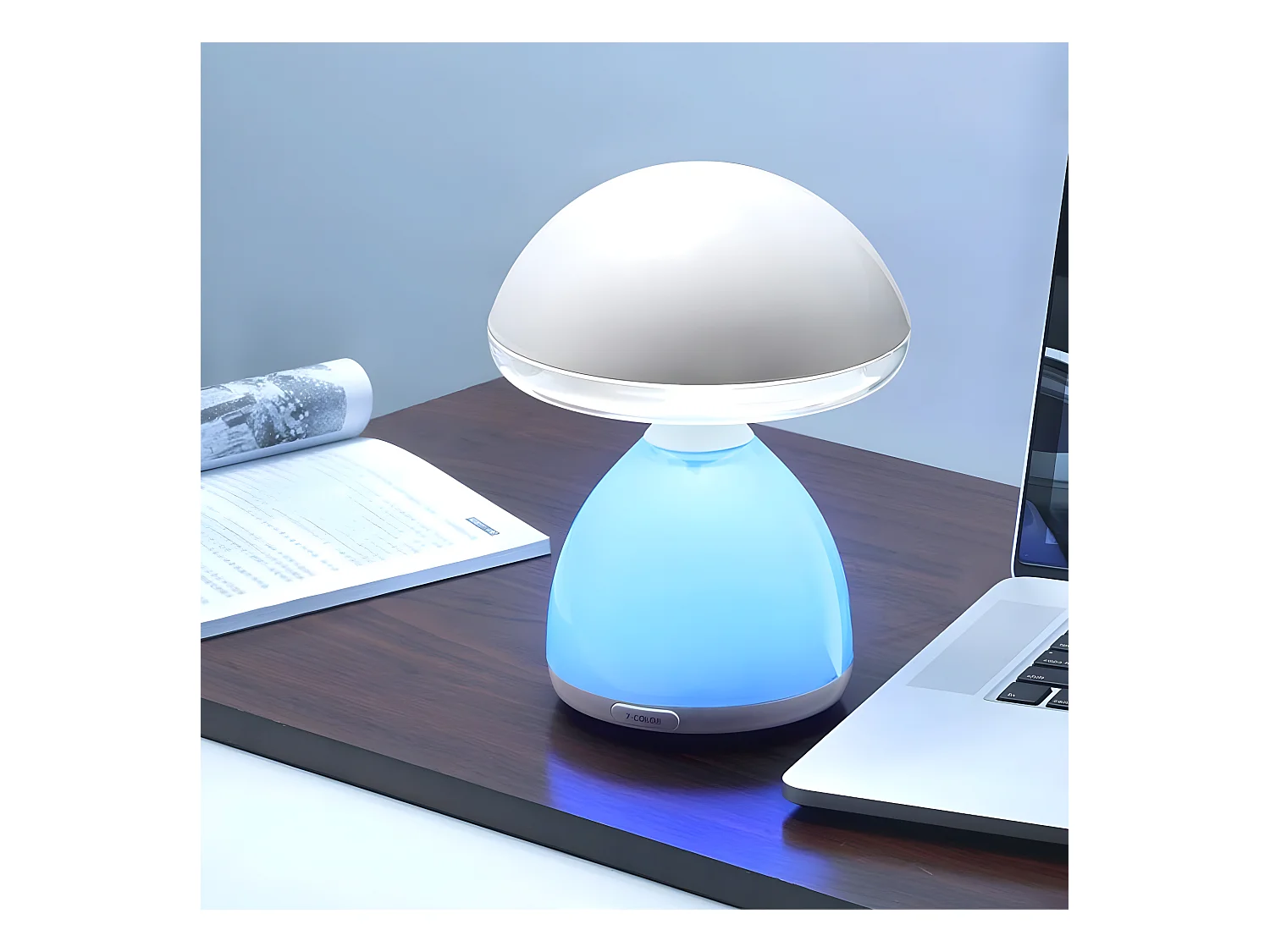Lampe à poser LED RGB forme champignon 4,5W 4000K 700lm - Blanc