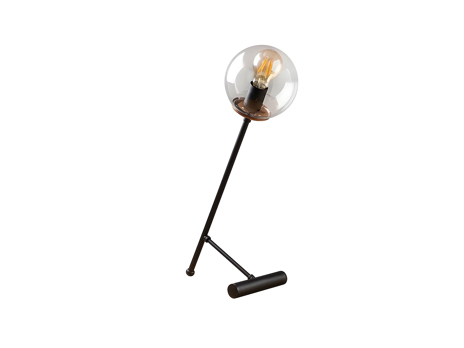 Lampada da tavolo Birdie in stile nordico con sfera trasparente 1xE27 - Nero e Rame