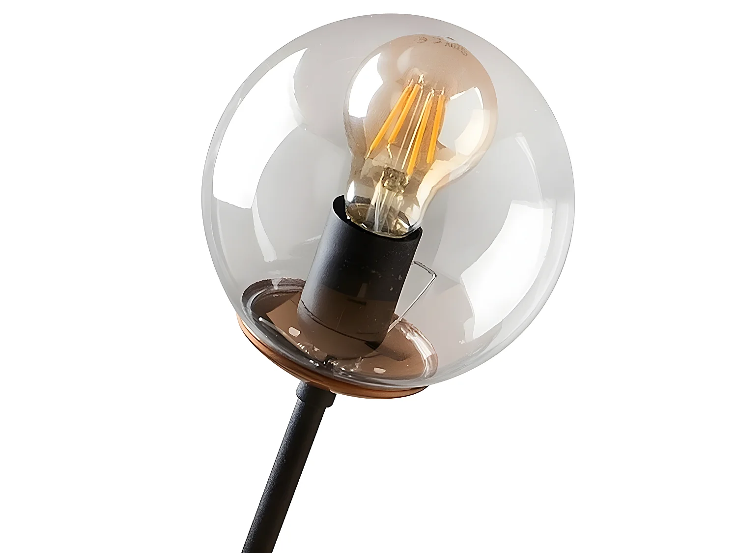 Lampada da tavolo Birdie in stile nordico con sfera trasparente 1xE27 - Nero e Rame