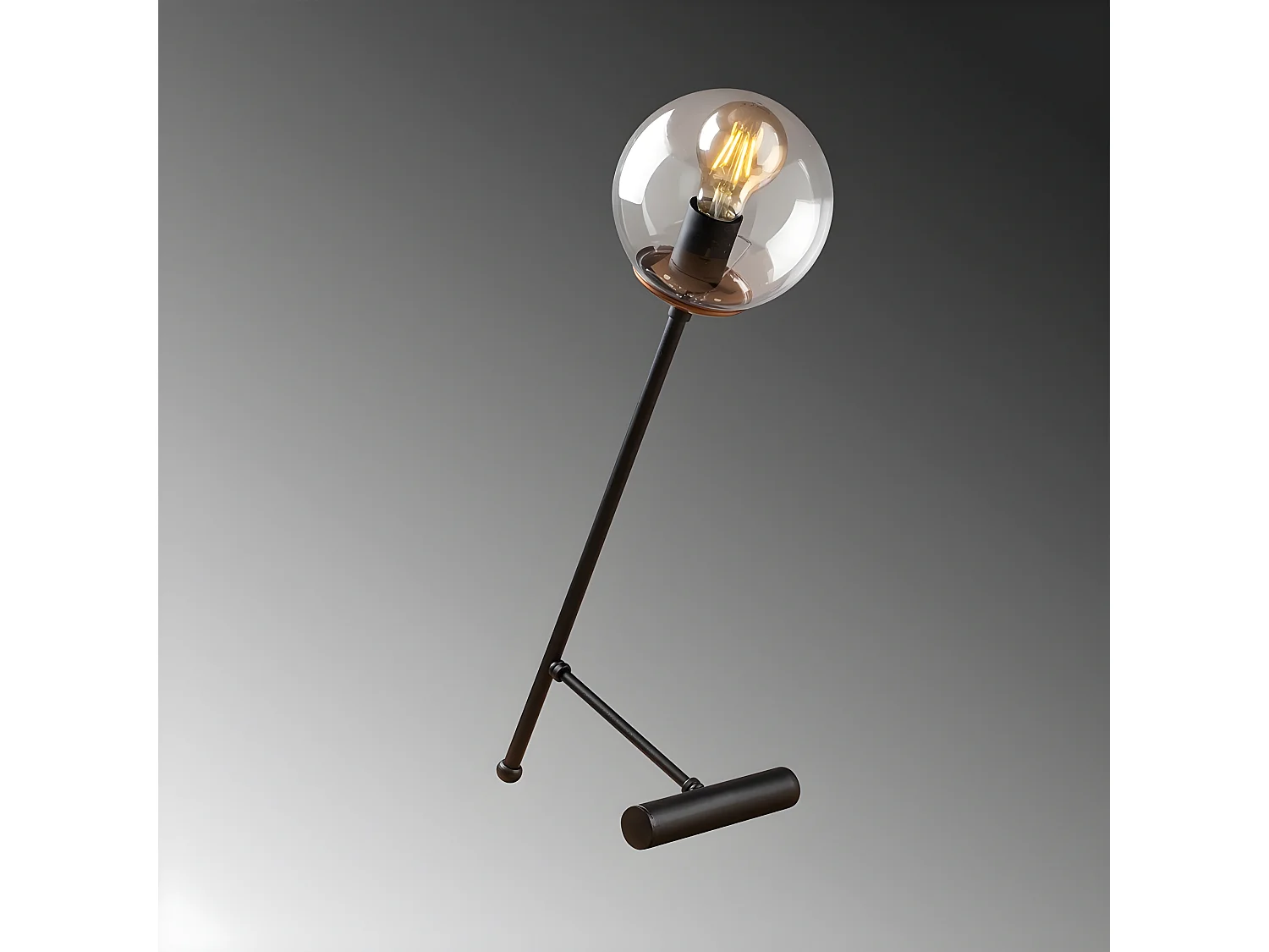 Lampada da tavolo Birdie in stile nordico con sfera trasparente 1xE27 - Nero e Rame