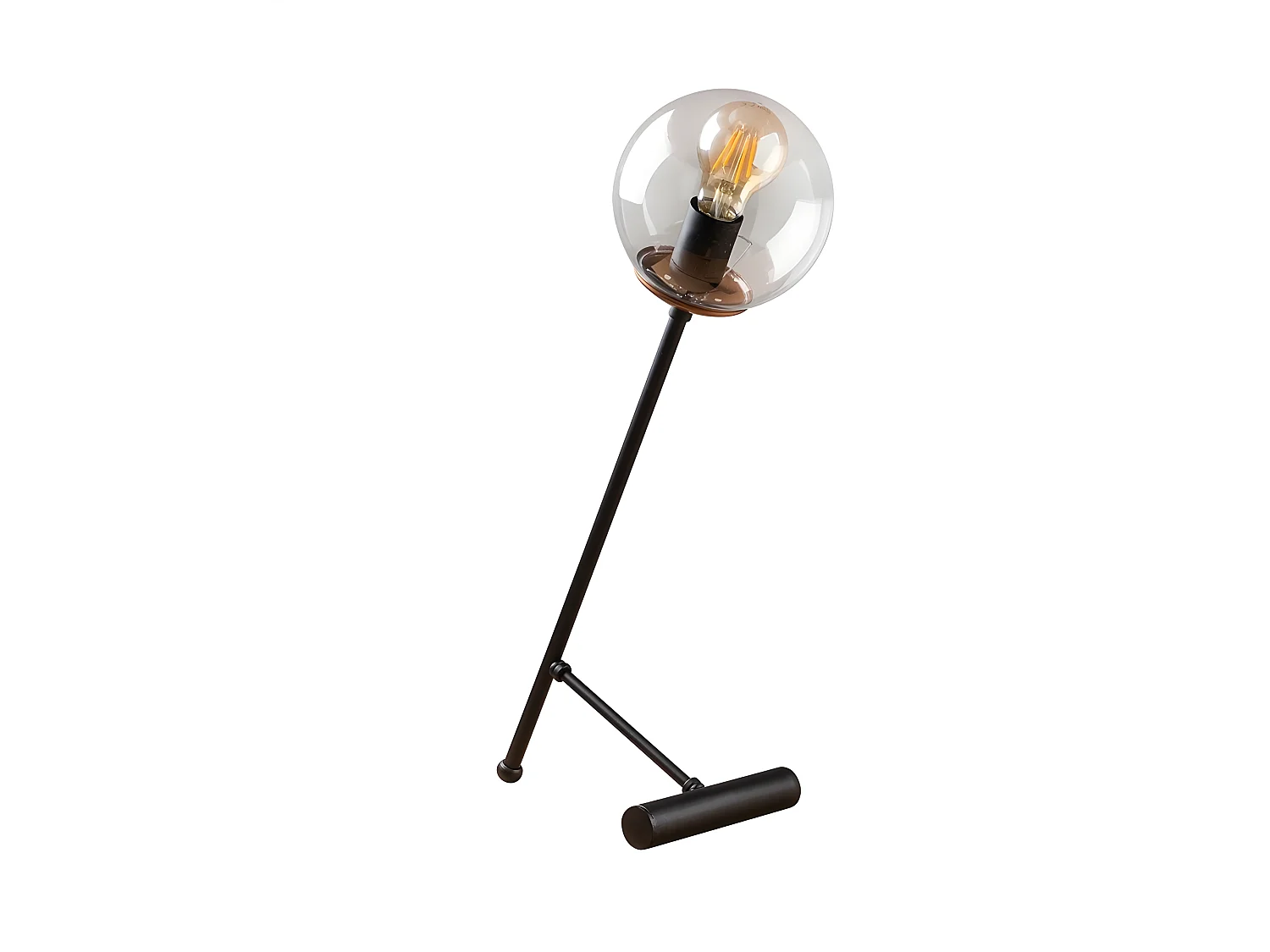 Lampe à poser Birdie de style nordique avec sphère transparente 1xE27 - Noir et Cuivre
