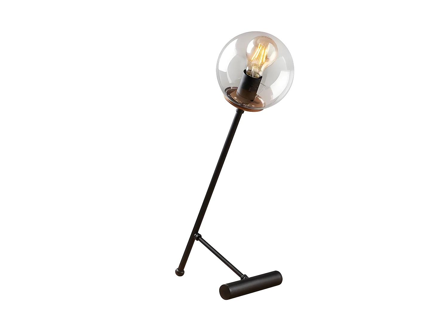 Lampe à poser Birdie de style nordique avec sphère transparente 1xE27 - Noir et Cuivre