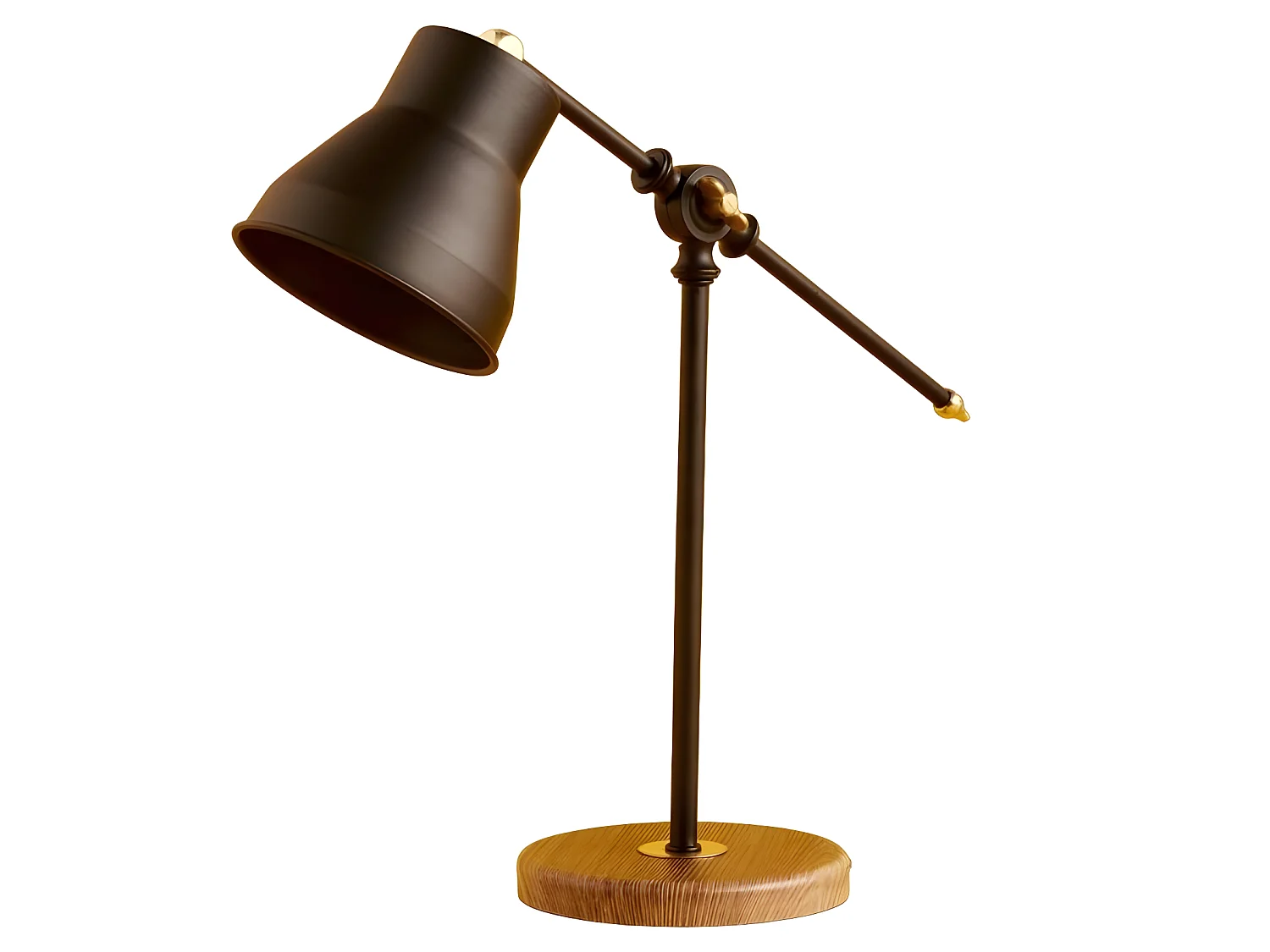 Lampe de bureau orientable en métal Refen avec pied en bois 1xE14 - Noir