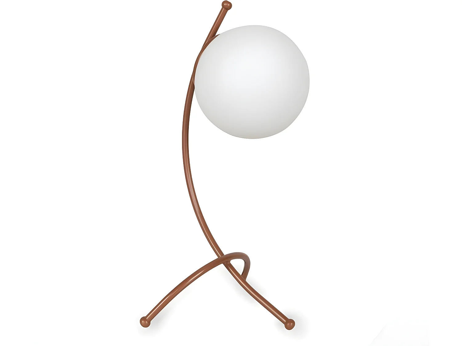 Lampe à poser Kelen avec structure moderne en métal et sphère en verre 1xE27 - Cuivre