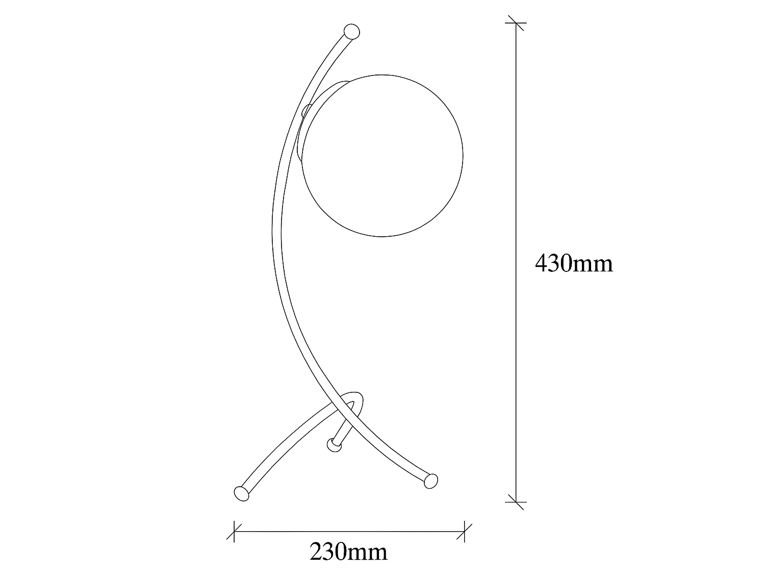 Lampe à poser Kelen avec structure moderne en métal et sphère en verre 1xE27 - Cuivre