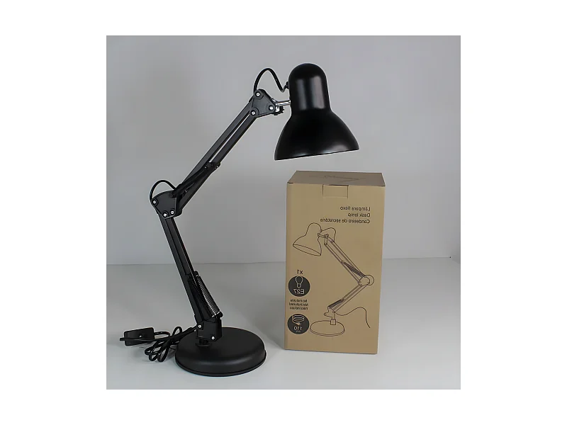 Lampada da scrivania Avati con struttura in metallo 1xE27 - Nero