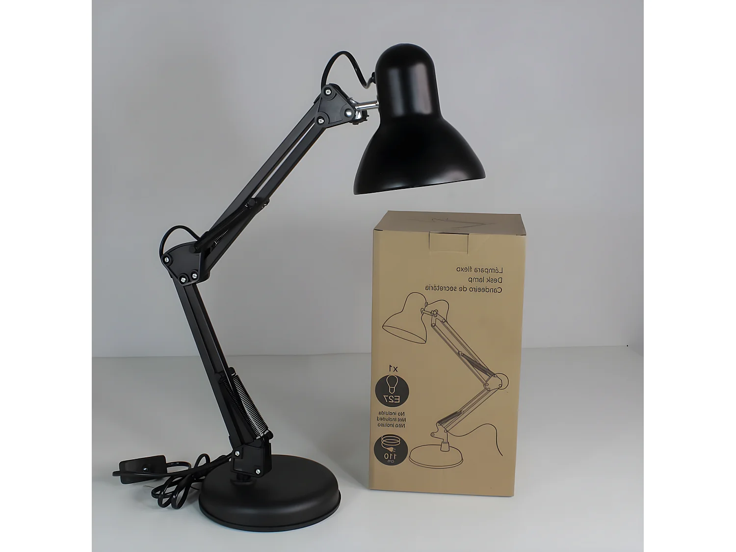 Lampe de bureau articulée Avati avec structure en métal 1xE27 - Noir