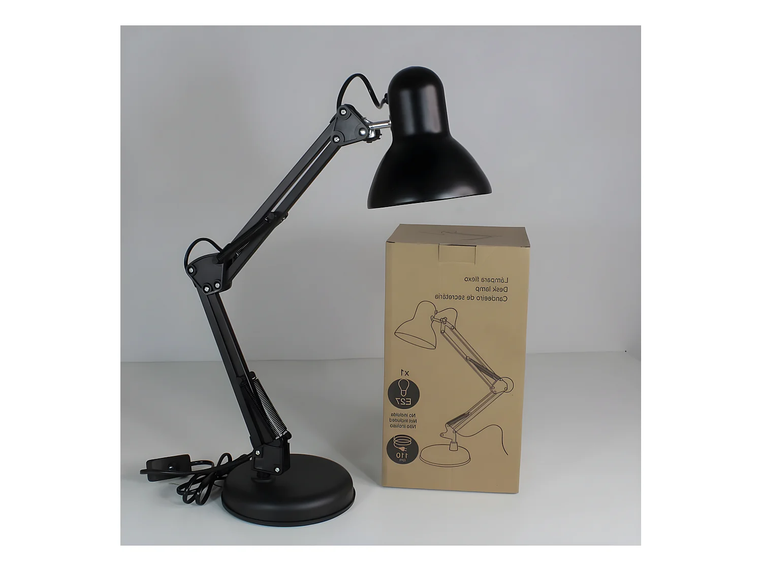 Lampe de bureau articulée Avati avec structure en métal 1xE27 - Noir