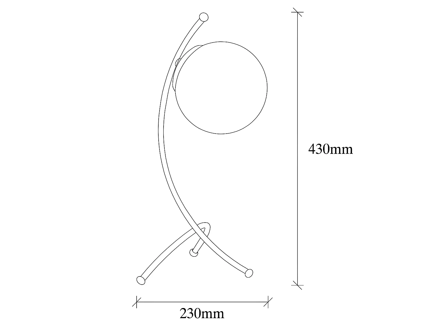 Lampe à poser Kelen avec structure moderne en métal et sphère en verre 1xE27 - Noir