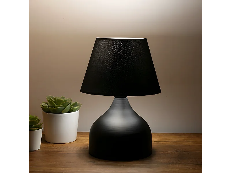 Lampe à poser Niera avec base en métal et abat-jour en tissu 1xE27 - Noir