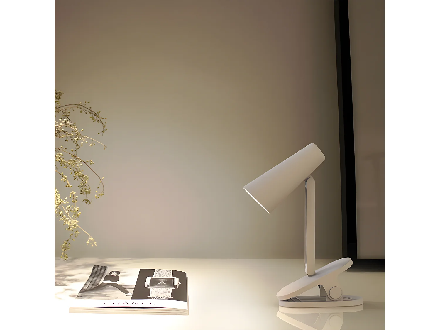 Flexo con pinza LED Rinos CCT 3W 110lm con intensidad regulable - Blanco