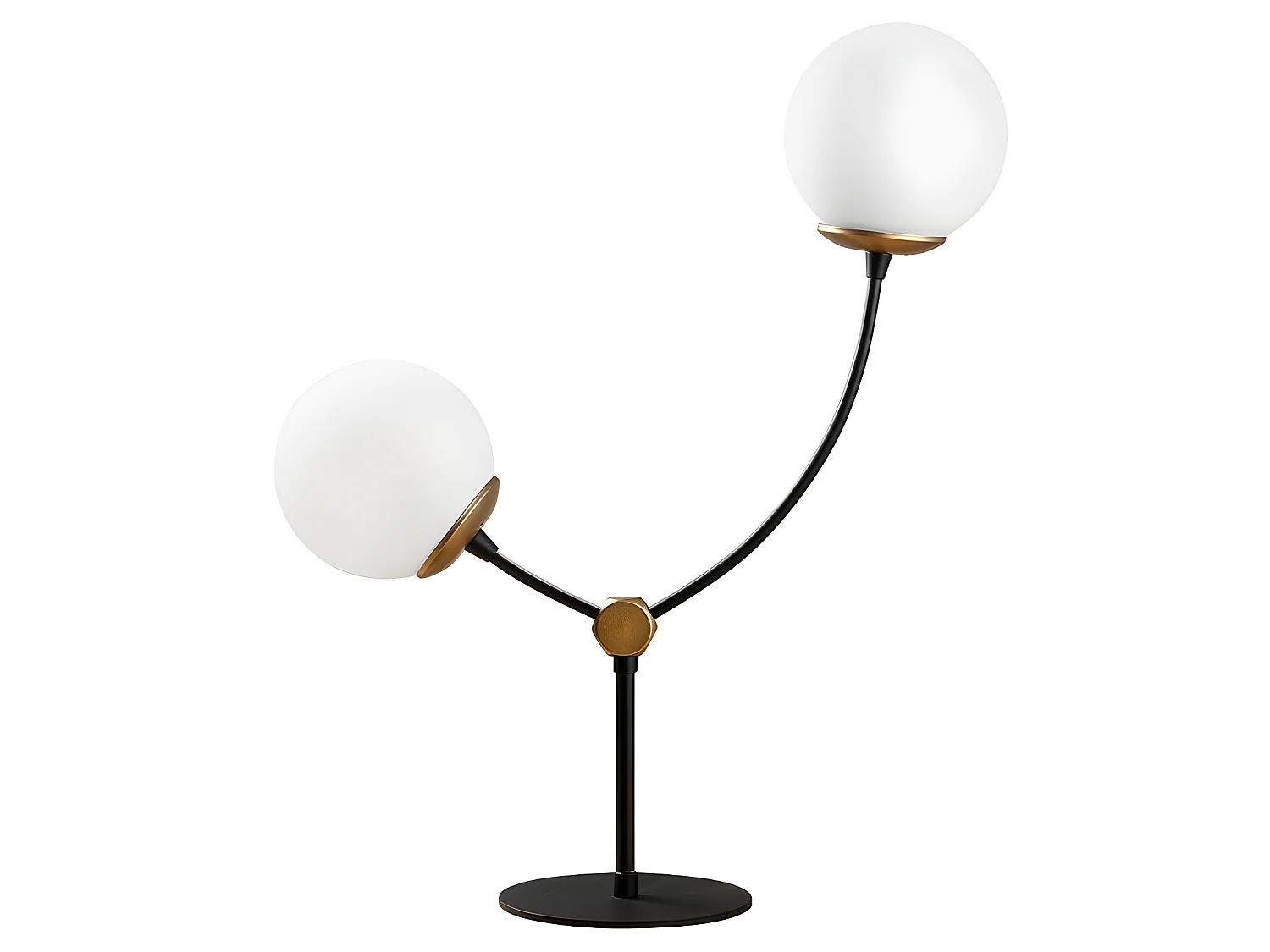 Mosoma tafellamp met metalen structuur en glazen bollen 2xE27 - Zwart en Goud