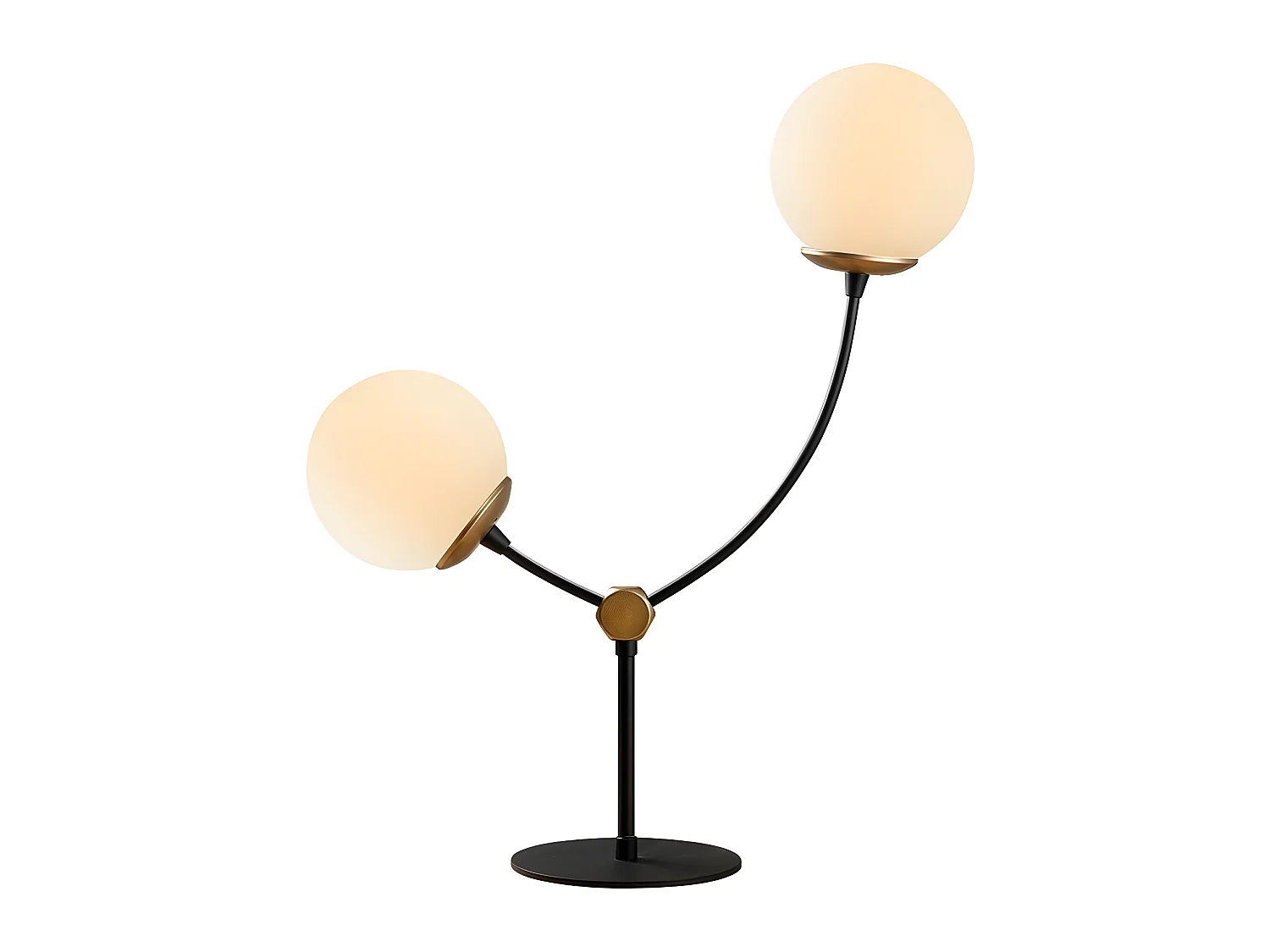 Mosoma tafellamp met metalen structuur en glazen bollen 2xE27 - Zwart en Goud