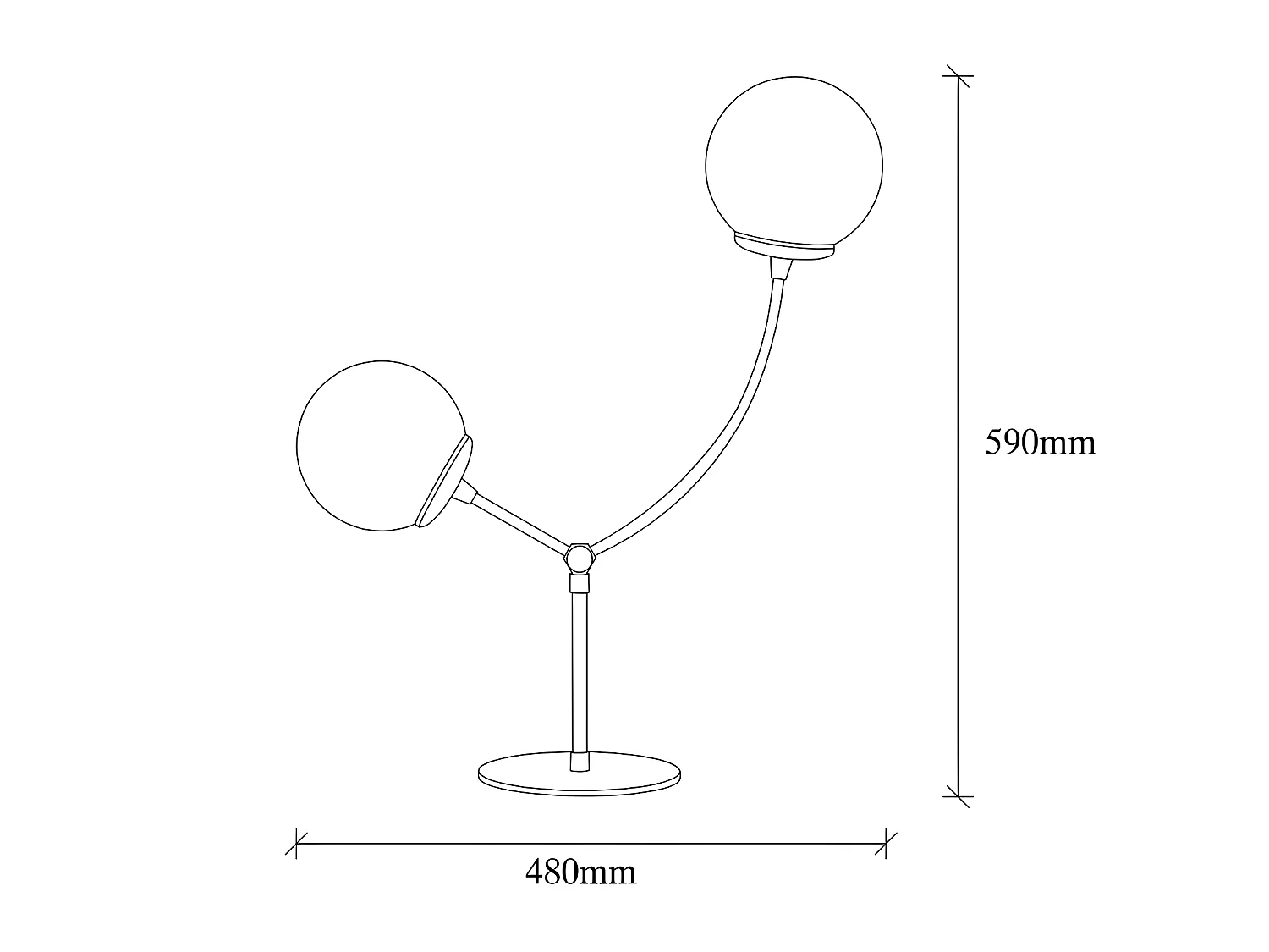 Mosoma tafellamp met metalen structuur en glazen bollen 2xE27 - Zwart en Goud