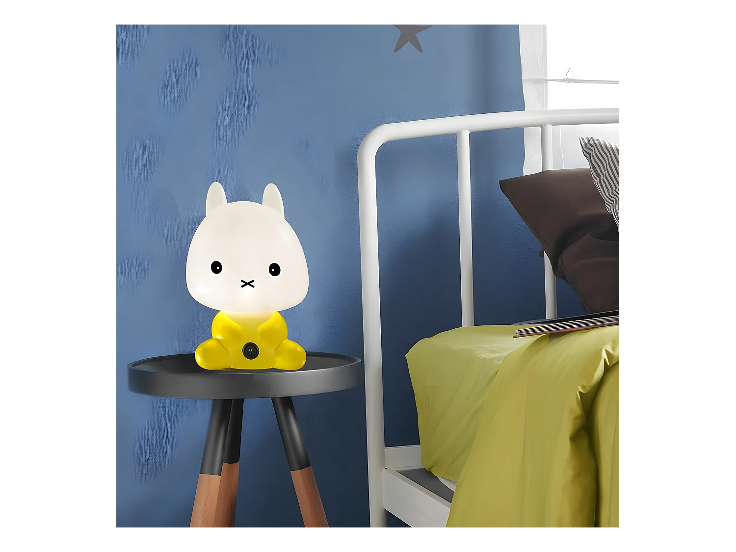 Lampe à poser enfant forme lapin 1xE14 - Jaune
