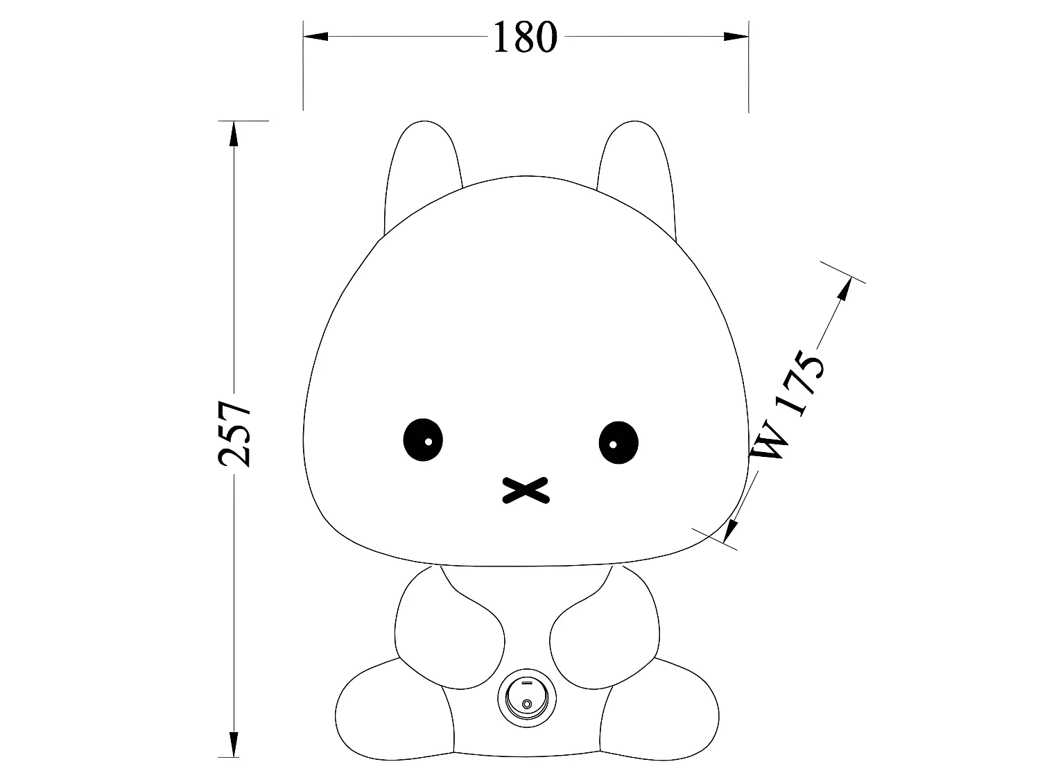 Lampe à poser enfant forme lapin 1xE14 - Jaune