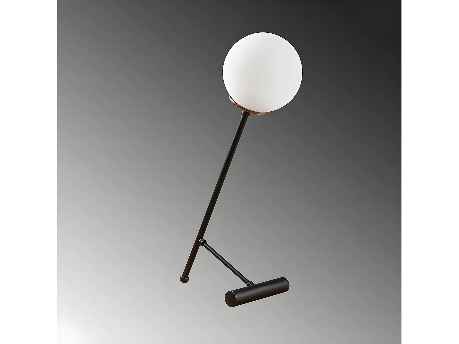 Lampe à poser Birdie de style nordique avec sphère en verre 1xE27 - Noir et Cuivre