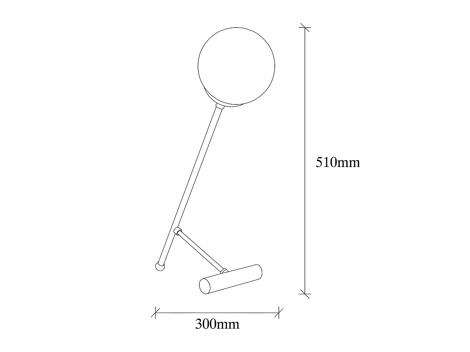 Lampe à poser Birdie de style nordique avec sphère en verre 1xE27 - Noir et Cuivre