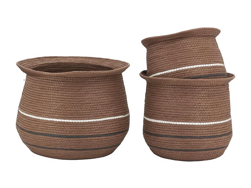 Cache-pots en jonc marron (lot de 3)