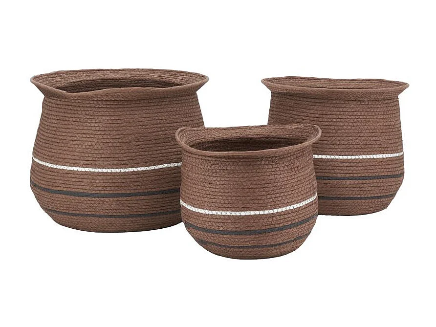 Cache-pots en jonc marron (lot de 3)
