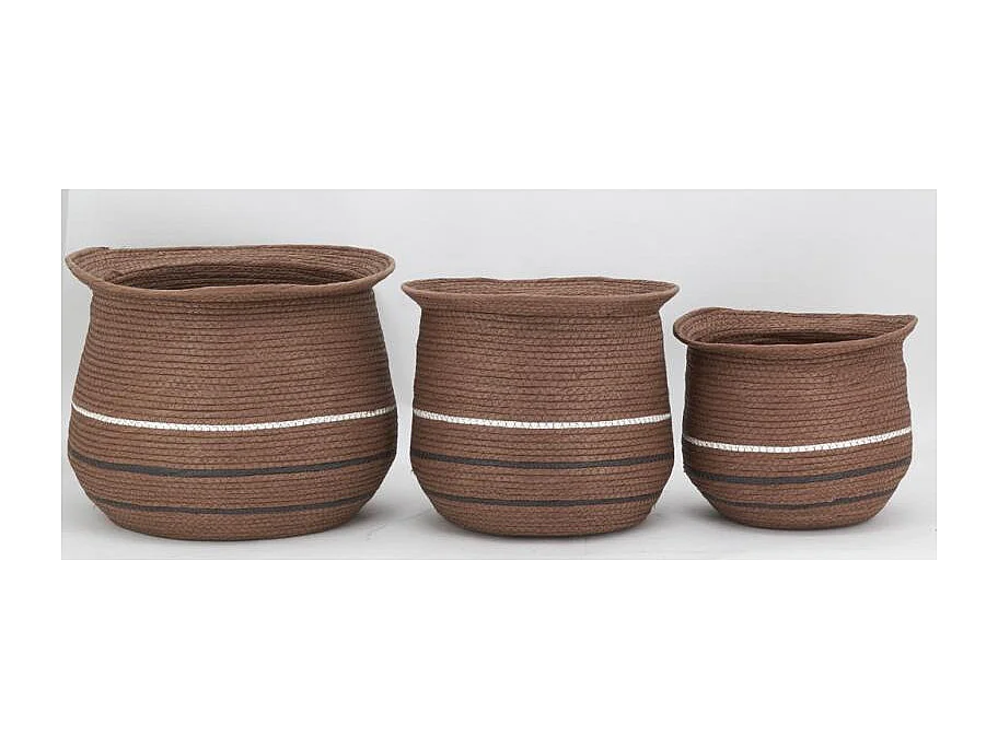 Cache-pots en jonc marron (lot de 3)