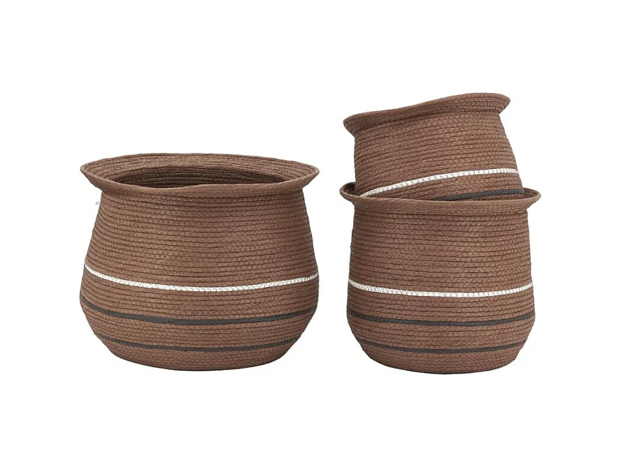 Cache-pots en jonc marron (lot de 3)