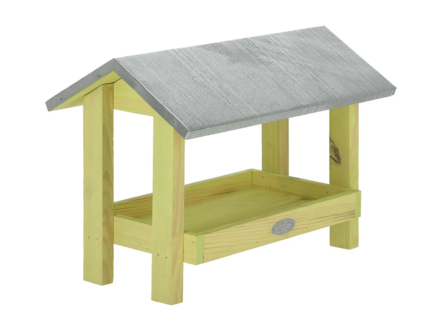 Mangeoire de sol en pin avec toit en zinc