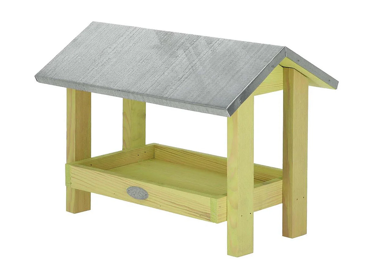 Mangeoire de sol en pin avec toit en zinc