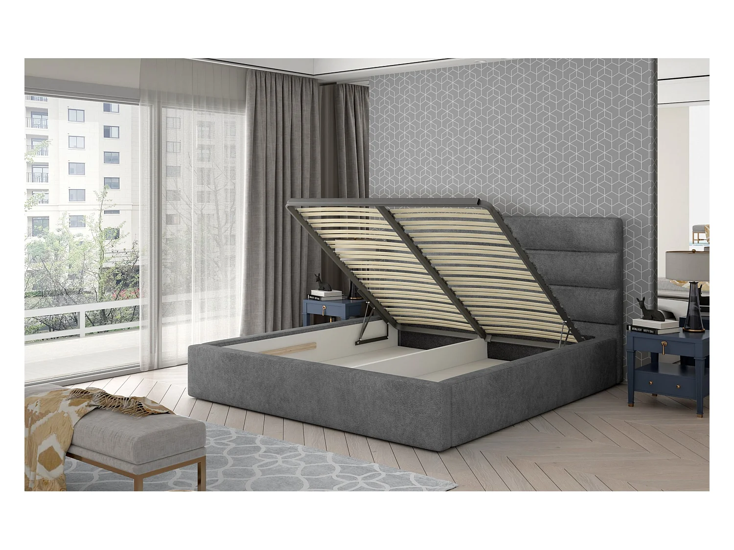 Bett Valia M (160x200)/Stoff-Gelb