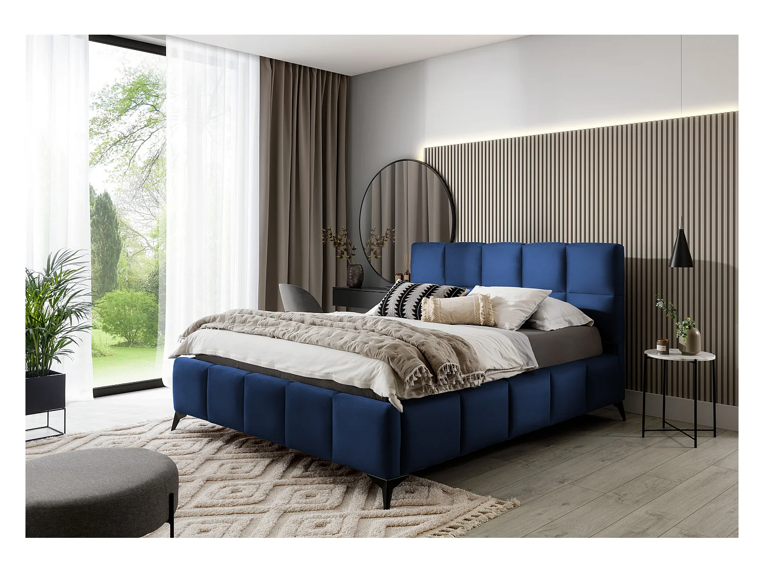 Bett Venus M (160x200)/Stoff-Blau