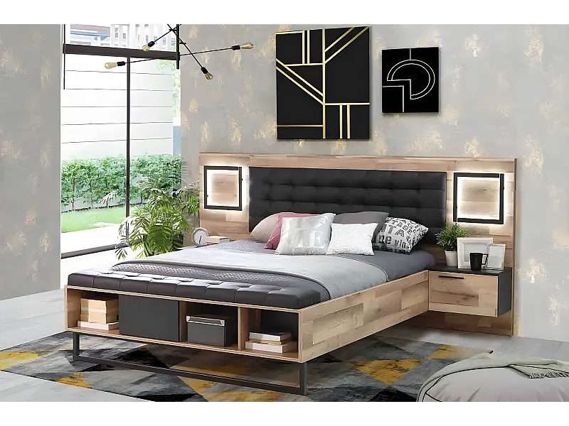 Bett Sirius M/160x200/Braun&Schwarz