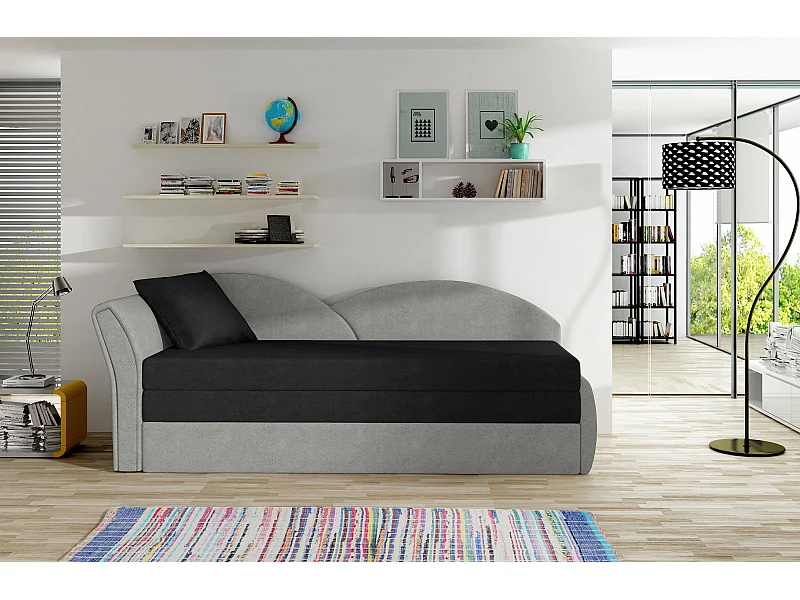 Letto Chind L (180x150)/Tessuto/Nero&Antracite