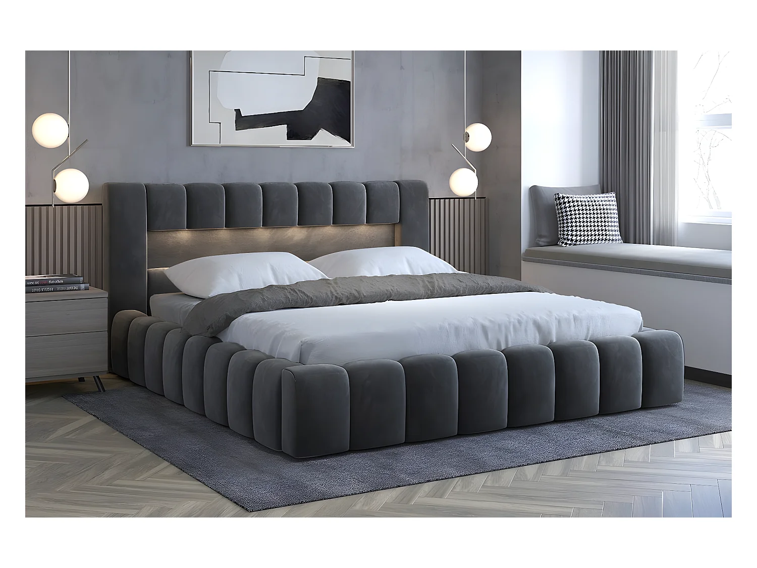 Lit Hero M (160x200)/Tissu-Gris