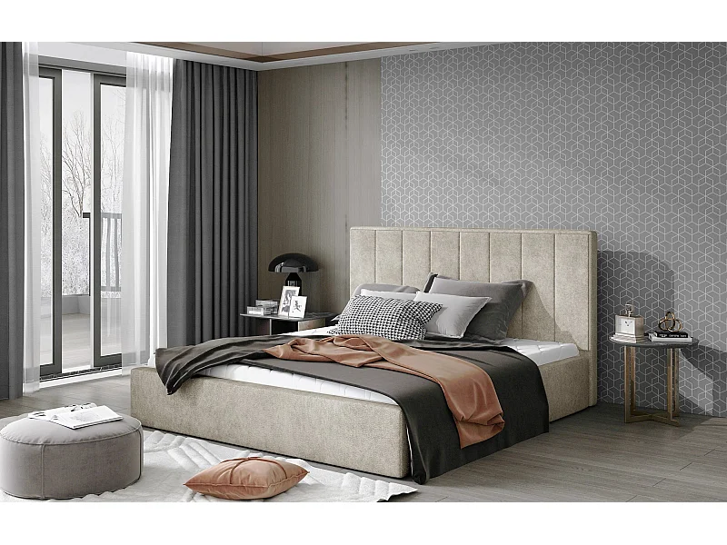 Letto Yanno M-160x200/Tessuto/Beige