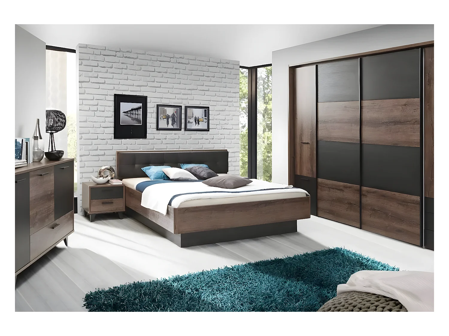 Letto Braveno/180x200/Marrone&Nero