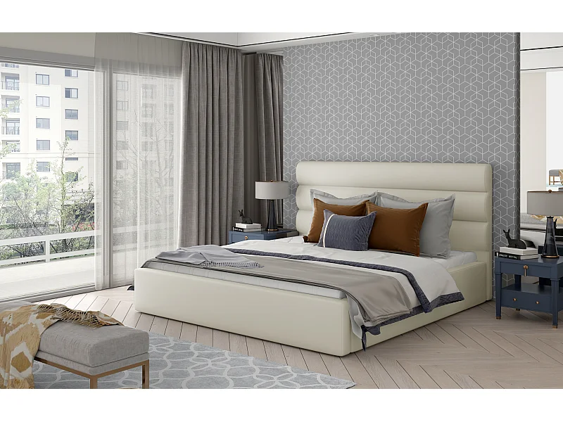 Bett Valia XL (200x200)/Stoff-Beige