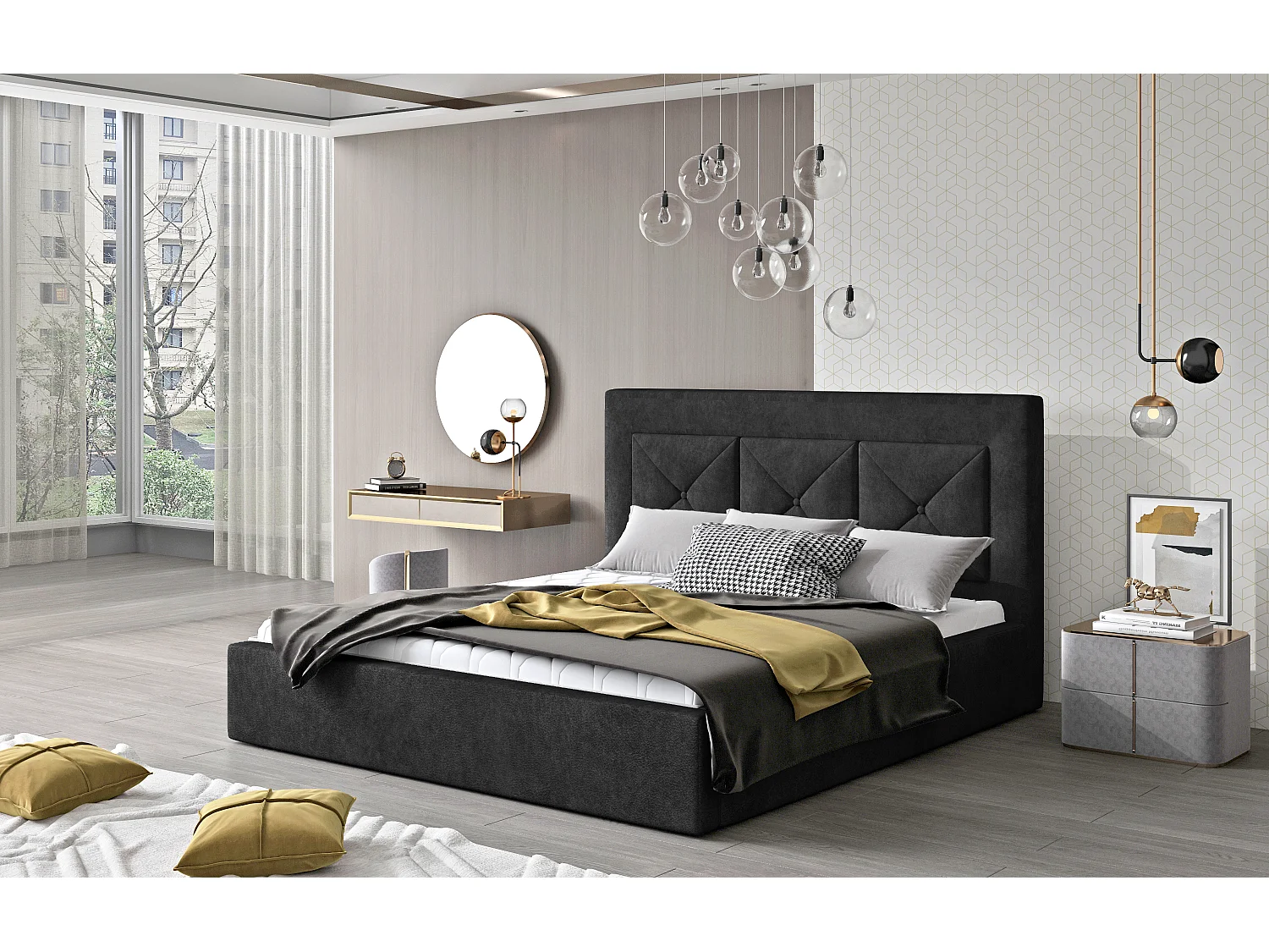 Cama Smart XL (200x200)/tecido-preto