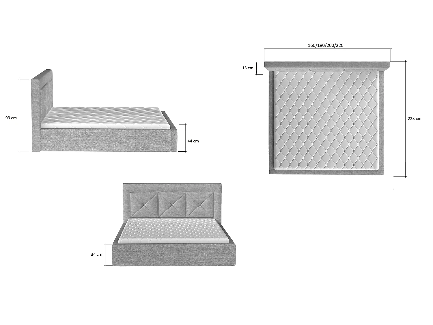 Cama Smart XL (200x200)/tecido-preto