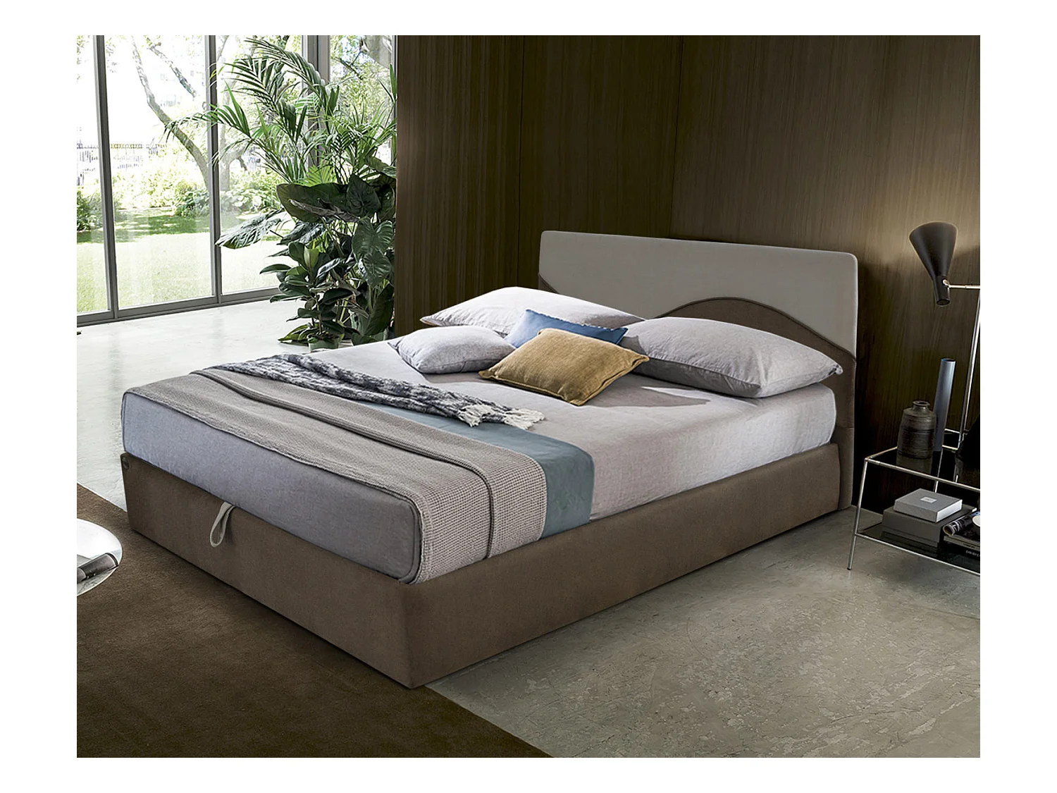 Letto Darian (French)/160x200/Tessuto/Nero