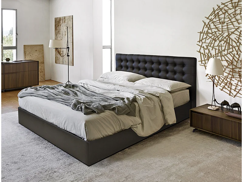 Letto Darian (French)/160x200/Tessuto/Nero