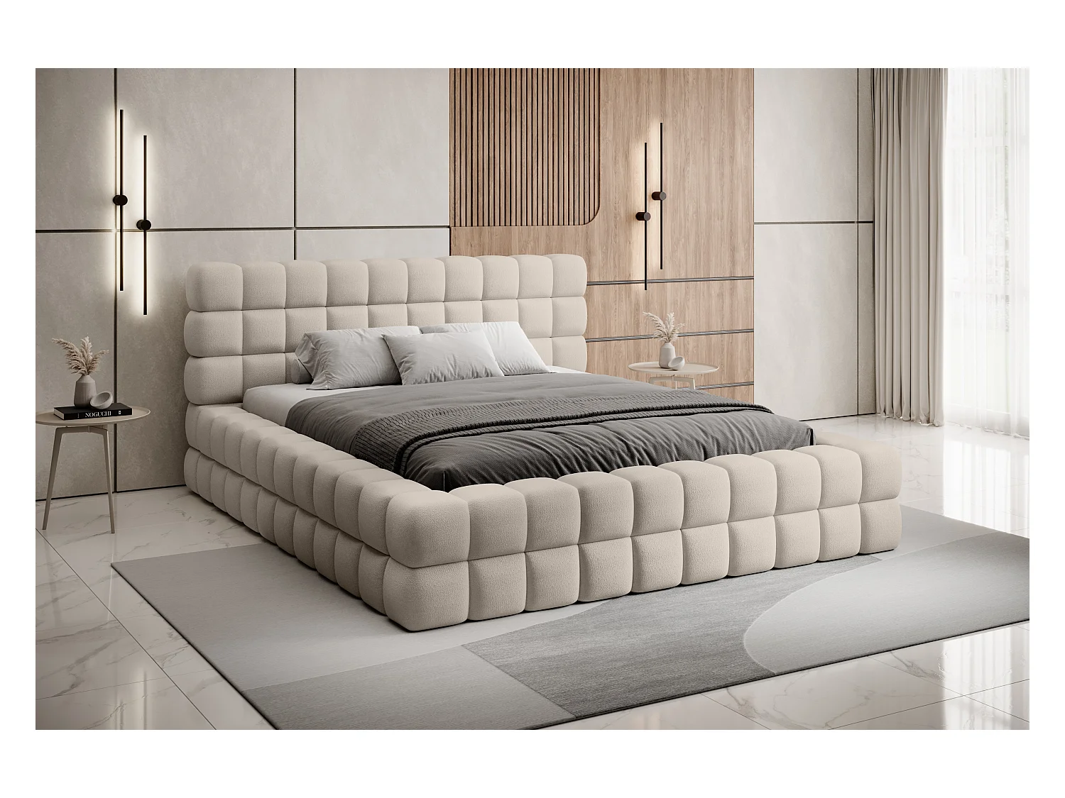 Bett Dario M (160x200)/Stoffbezug/inklusive Matratze/Beige