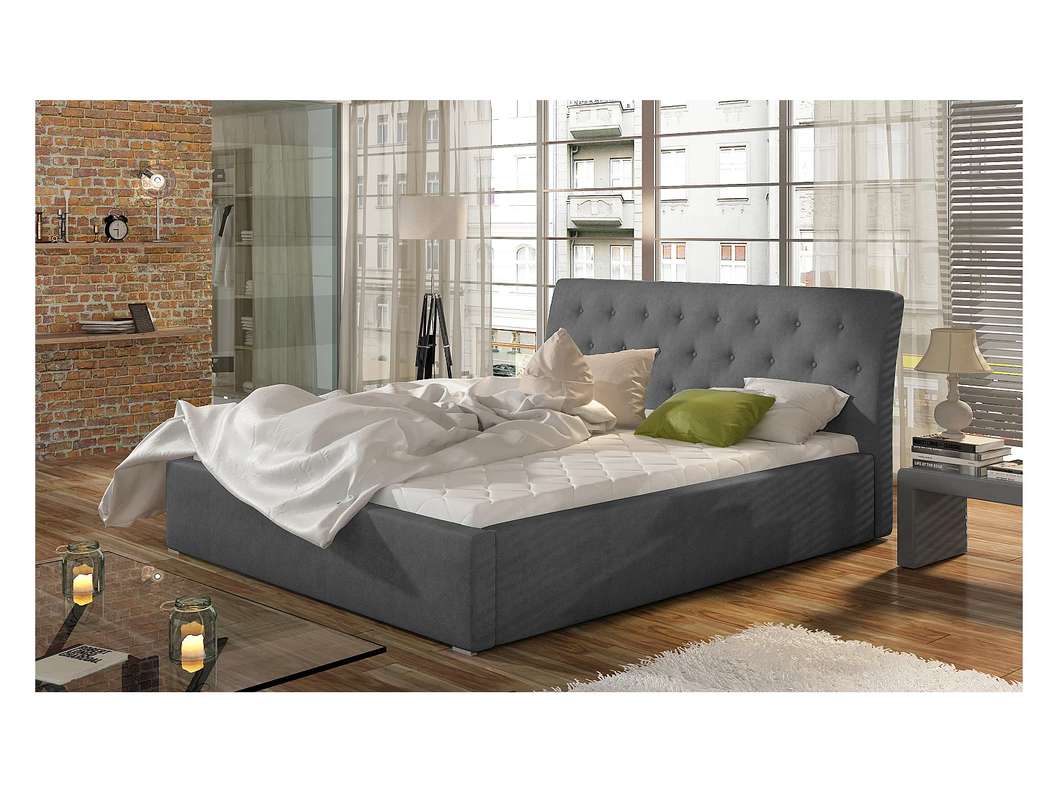 Letto Cicho S (140x200)/Tessuto-Grigio