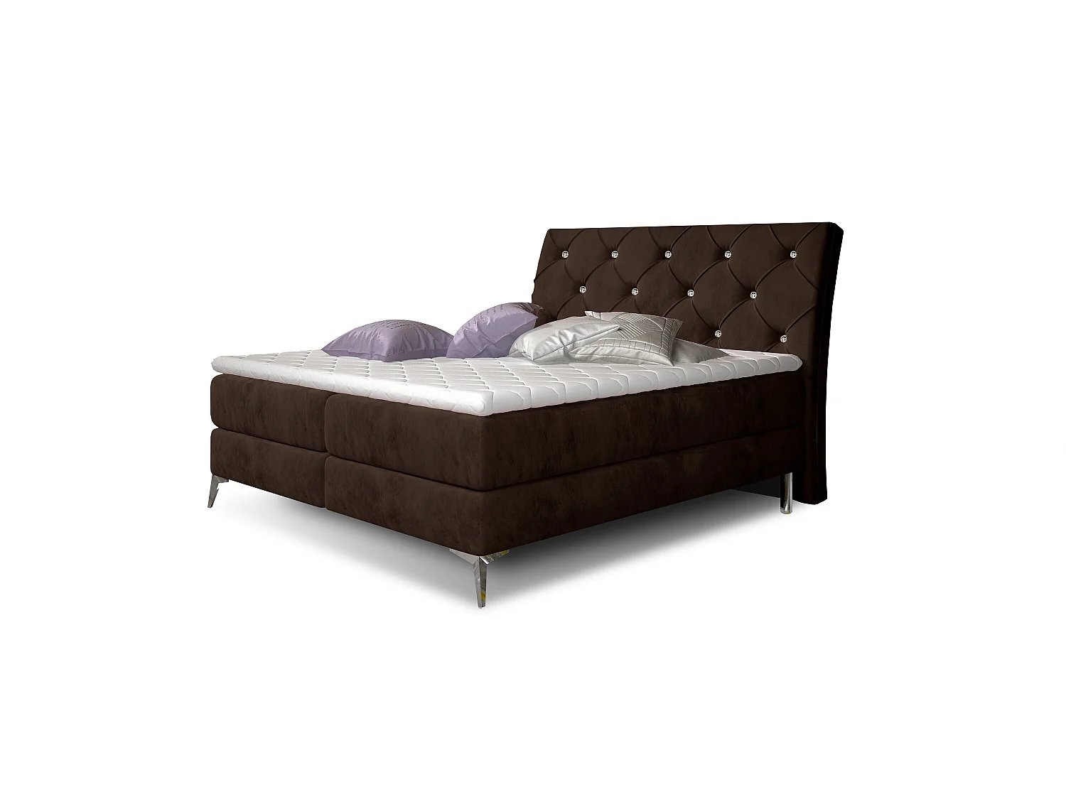 Boxspringbett Locarno L (180x200)/Stoff-Braun