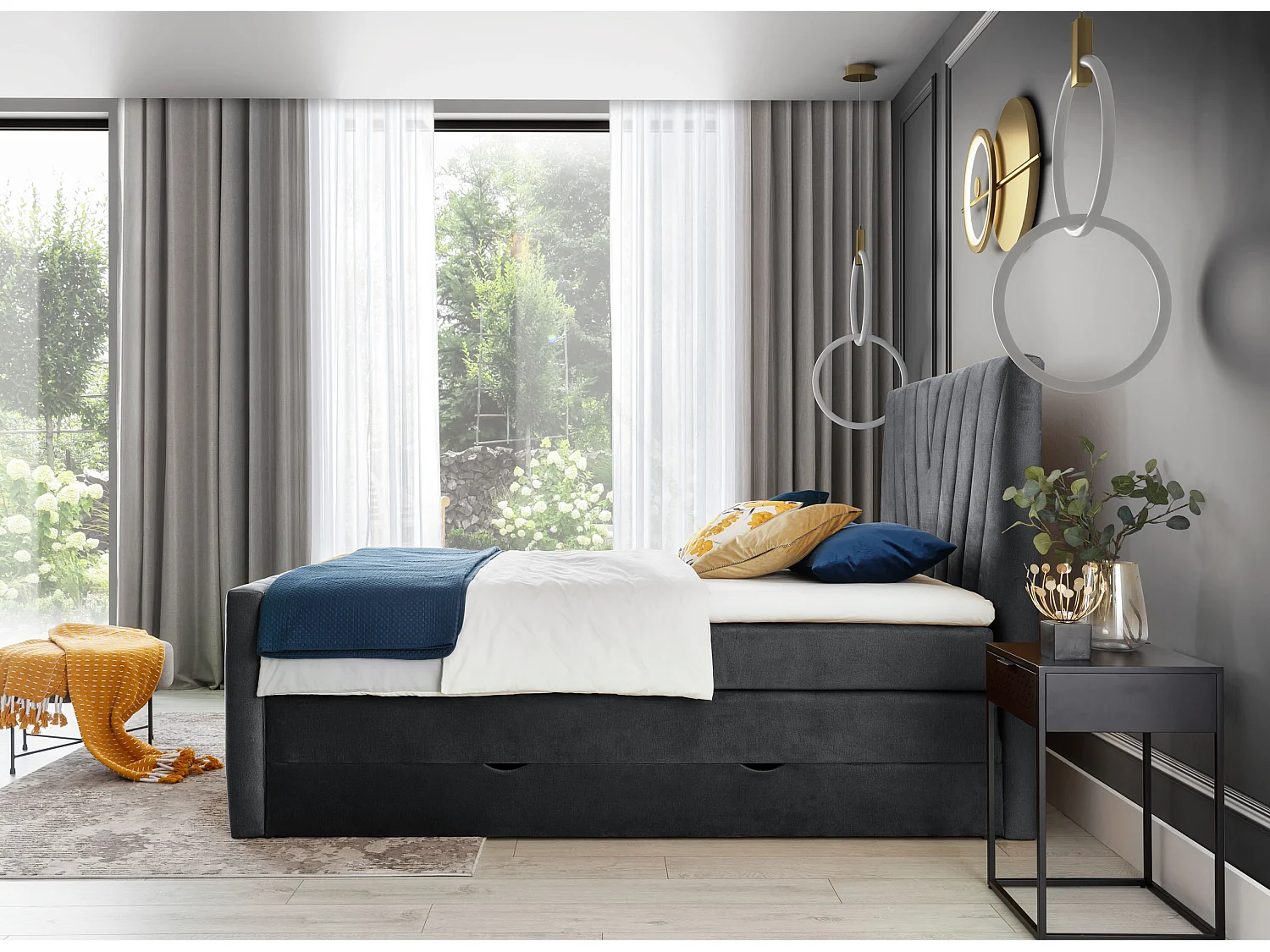 Boxspringbett  Twister S (140x200)/Stoff-Grau