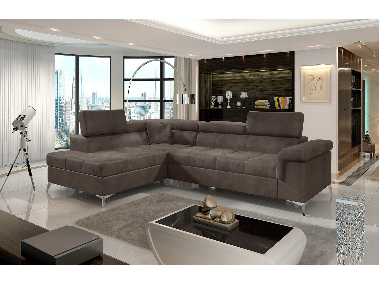 Boxspringbett  Twister S (140x200)/Stoff-Grau